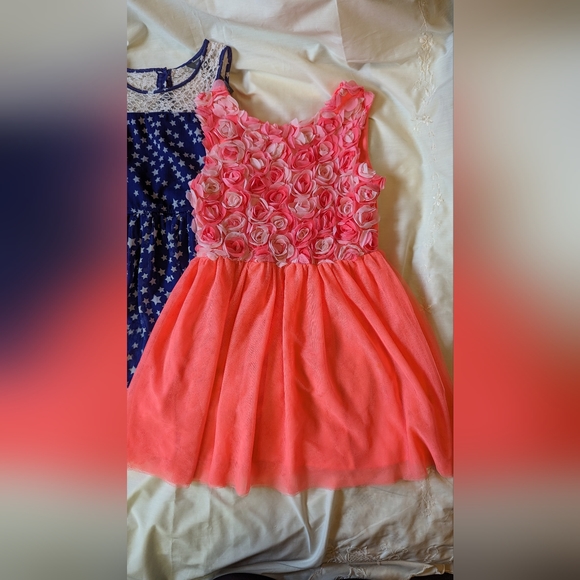 Lot of 2 sz8 Newberry blue lace star & Children's Place coral floral dresses GUC - Picture 2 of 11